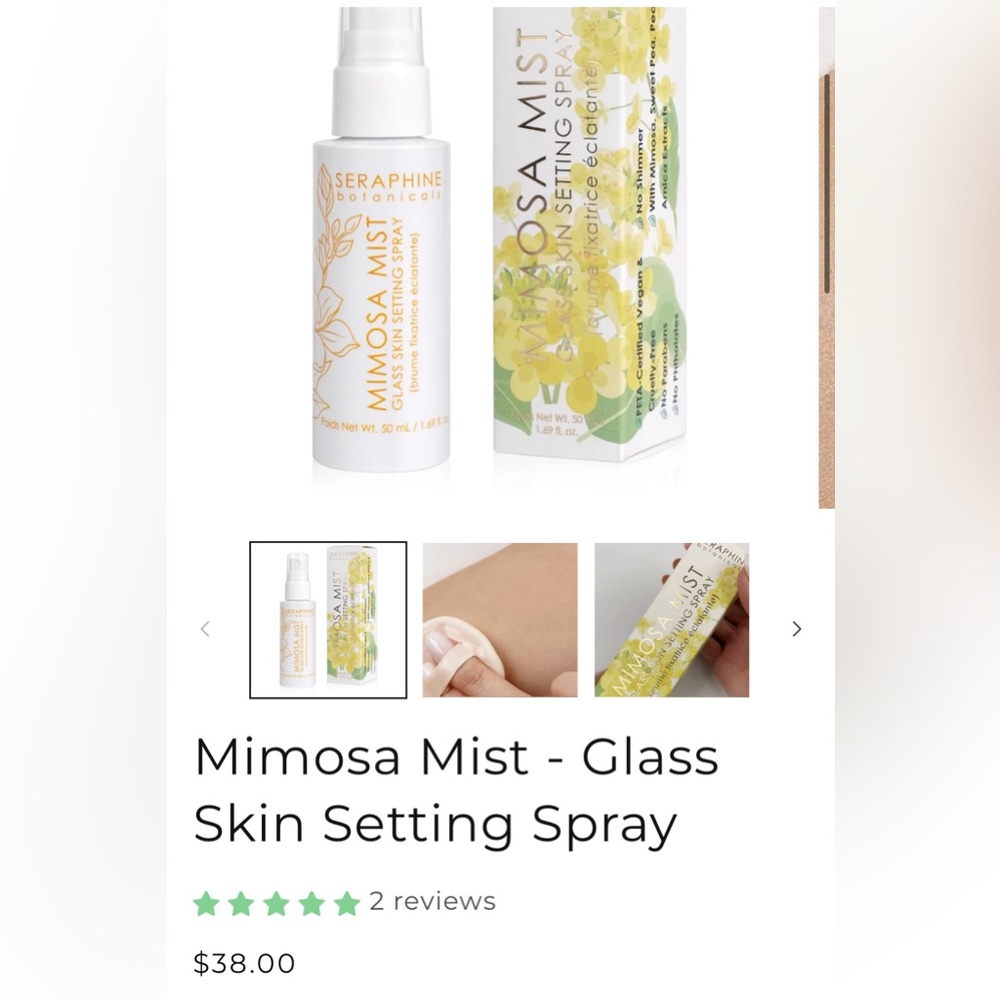 SERAPHINE BOTANICALS | Mimosa Mist | Glass Skin Setting Spray (Brand New!) 💘 - Picture 11 of 11